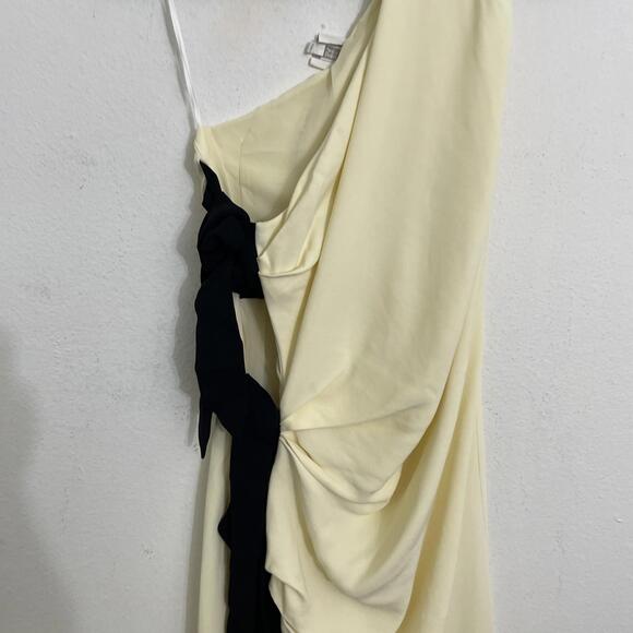 Helsa The Seline Dress butter yellow asymmetrical open-sided bow-tie XS NWT $369 - Picture 11 of 14